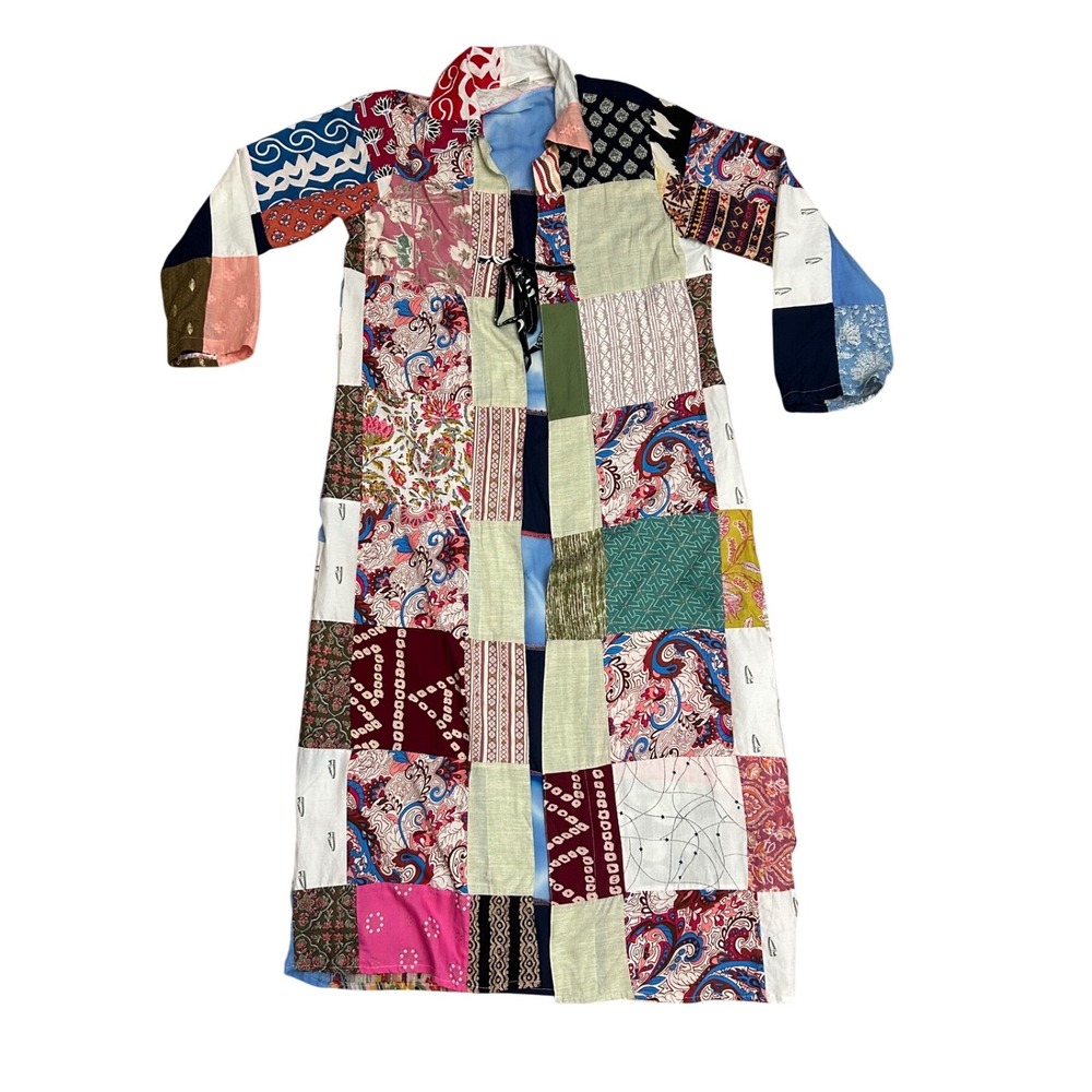 Patchwork Duster Cardigan One Size Cotton Boho Lagenlook Artsy festival  funky